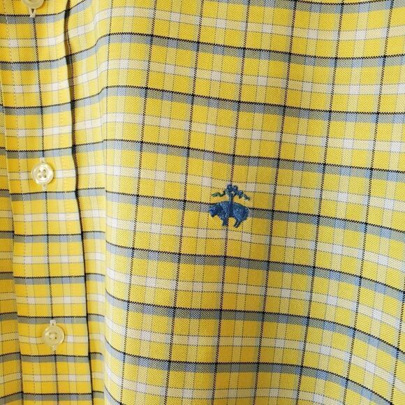 Brooks Brothers 346 Button Down Dress Shirt Size L Yellow Check EUC Preppy Ivy - Picture 3 of 4
